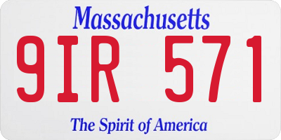 MA license plate 9IR571