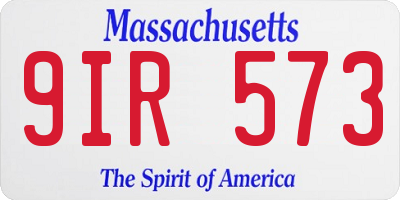 MA license plate 9IR573