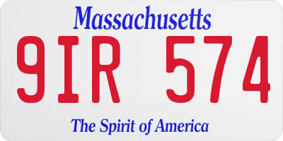 MA license plate 9IR574