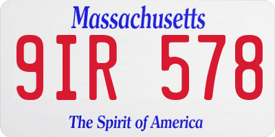 MA license plate 9IR578