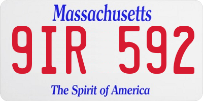 MA license plate 9IR592