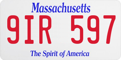 MA license plate 9IR597