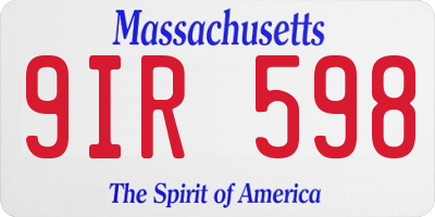 MA license plate 9IR598