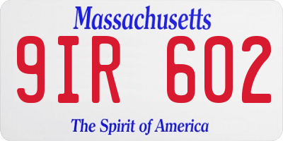 MA license plate 9IR602