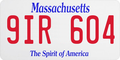 MA license plate 9IR604