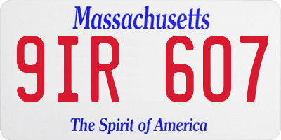 MA license plate 9IR607