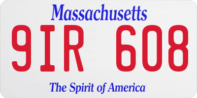 MA license plate 9IR608