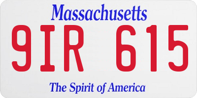 MA license plate 9IR615