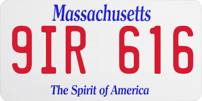 MA license plate 9IR616