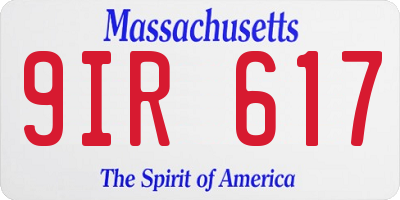 MA license plate 9IR617