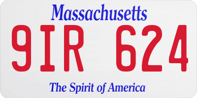 MA license plate 9IR624