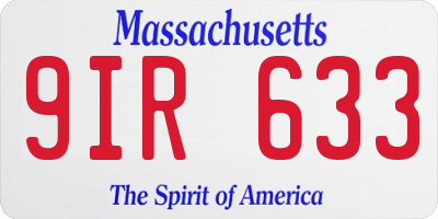 MA license plate 9IR633