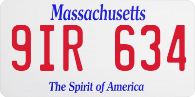 MA license plate 9IR634