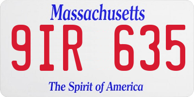MA license plate 9IR635
