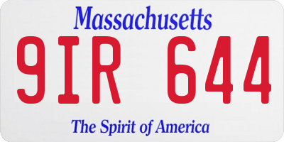 MA license plate 9IR644