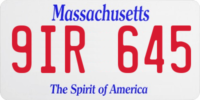 MA license plate 9IR645