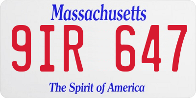 MA license plate 9IR647
