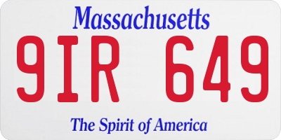 MA license plate 9IR649