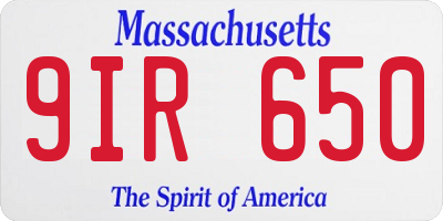 MA license plate 9IR650