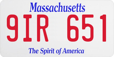 MA license plate 9IR651