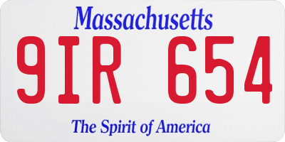 MA license plate 9IR654