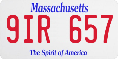 MA license plate 9IR657