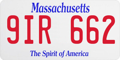 MA license plate 9IR662