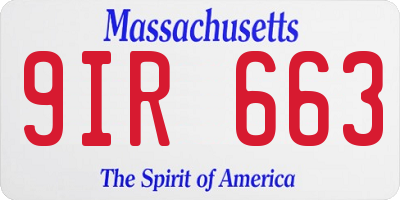 MA license plate 9IR663