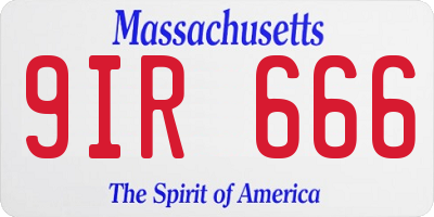 MA license plate 9IR666