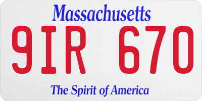 MA license plate 9IR670