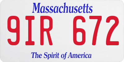 MA license plate 9IR672
