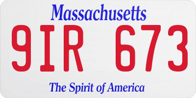 MA license plate 9IR673