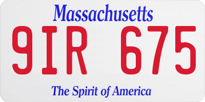 MA license plate 9IR675