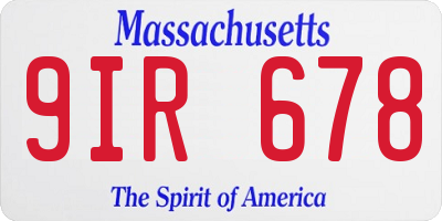 MA license plate 9IR678