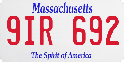 MA license plate 9IR692
