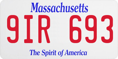 MA license plate 9IR693