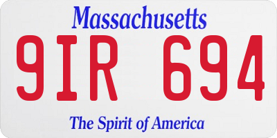 MA license plate 9IR694