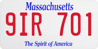 MA license plate 9IR701