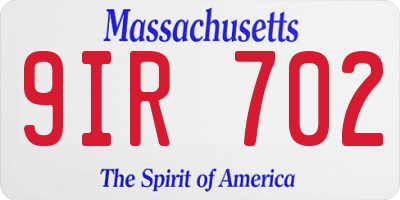 MA license plate 9IR702