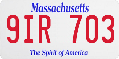 MA license plate 9IR703