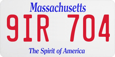 MA license plate 9IR704