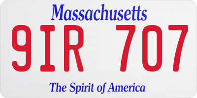 MA license plate 9IR707