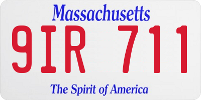 MA license plate 9IR711