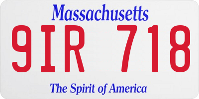 MA license plate 9IR718
