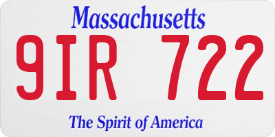 MA license plate 9IR722