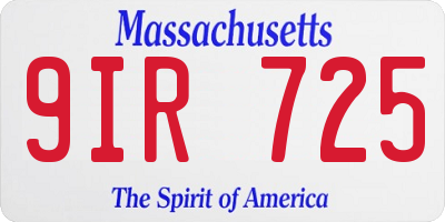MA license plate 9IR725