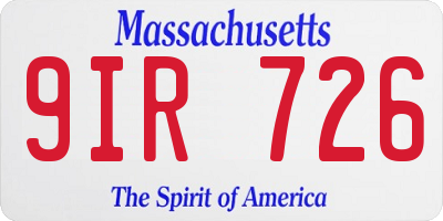 MA license plate 9IR726