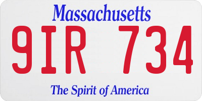 MA license plate 9IR734
