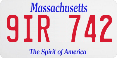 MA license plate 9IR742