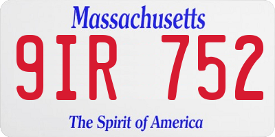 MA license plate 9IR752